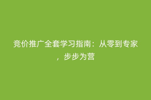 竞价推广全套学习指南：从零到专家，步步为营