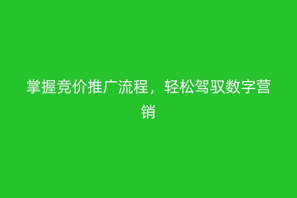 掌握竞价推广流程，轻松驾驭数字营销