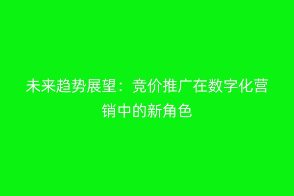 未来趋势展望：竞价推广在数字化营销中的新角色