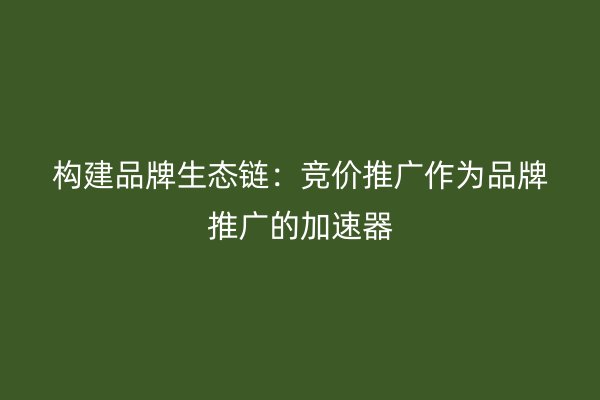 构建品牌生态链：竞价推广作为品牌推广的加速器