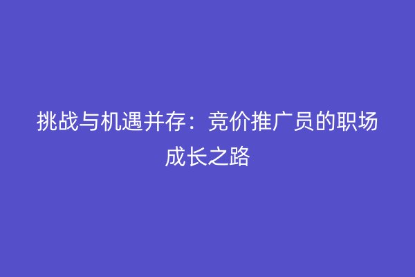 挑战与机遇并存：竞价推广员的职场成长之路