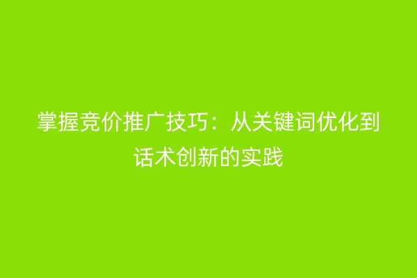 掌握竞价推广技巧：从关键词优化到话术创新的实践