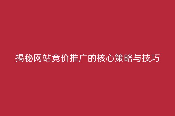 揭秘网站竞价推广的核心策略与技巧