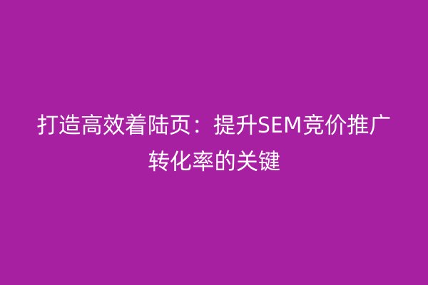 打造高效着陆页：提升SEM竞价推广转化率的关键