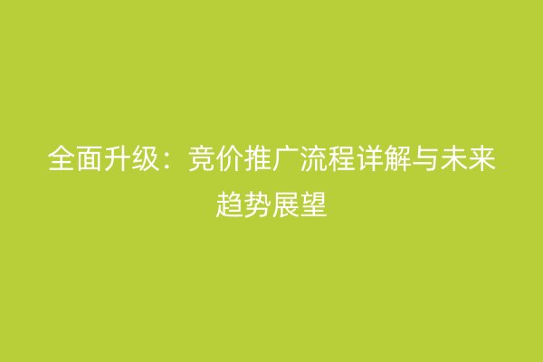 全面升级：竞价推广流程详解与未来趋势展望