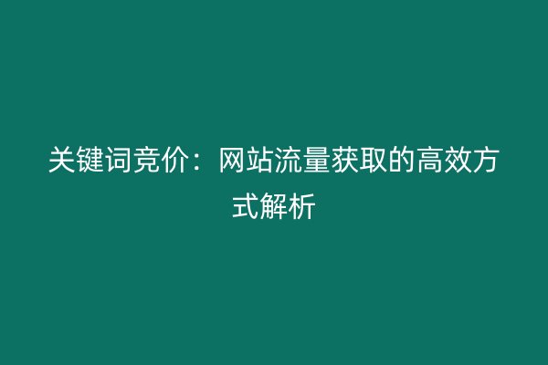 关键词竞价：网站流量获取的高效方式解析