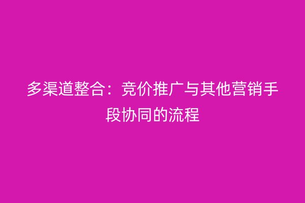 多渠道整合：竞价推广与其他营销手段协同的流程