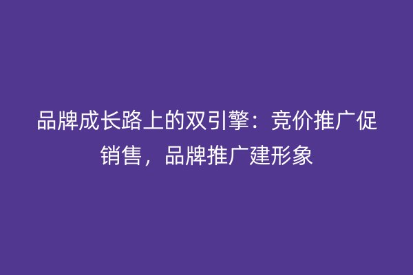 品牌成长路上的双引擎：竞价推广促销售，品牌推广建形象