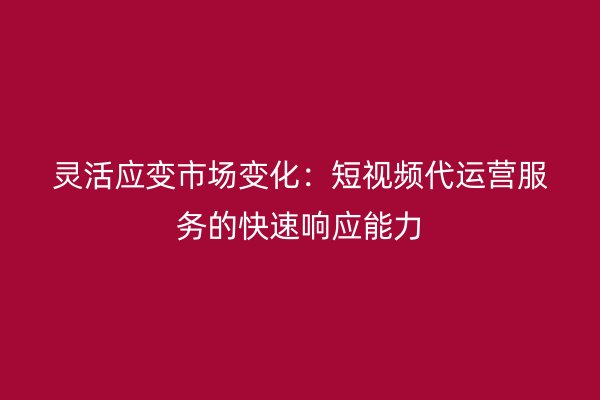 灵活应变市场变化：短视频代运营服务的快速响应能力