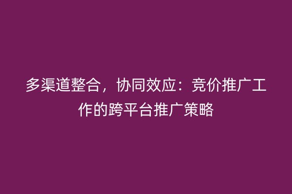 多渠道整合，协同效应：竞价推广工作的跨平台推广策略