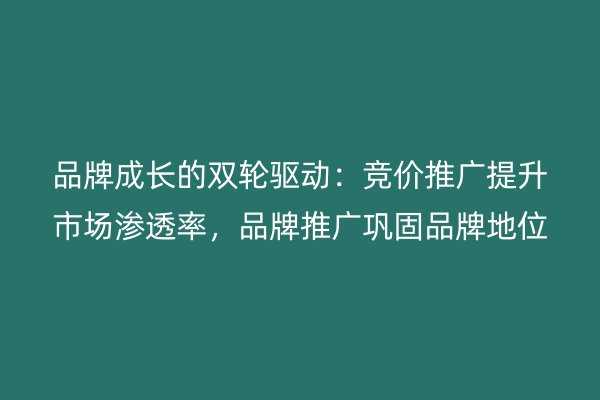 品牌成长的双轮驱动：竞价推广提升市场渗透率，品牌推广巩固品牌地位