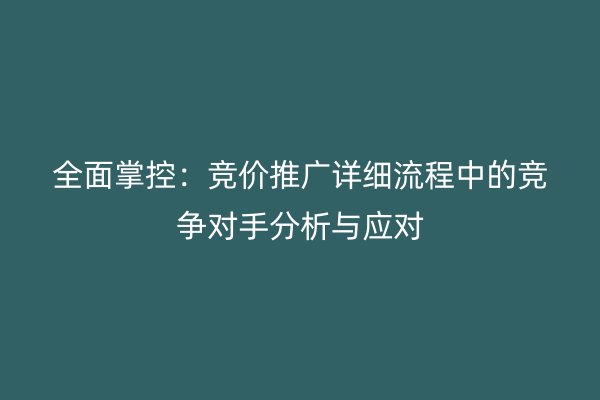 全面掌控：竞价推广详细流程中的竞争对手分析与应对