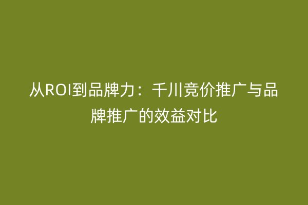 从ROI到品牌力：千川竞价推广与品牌推广的效益对比