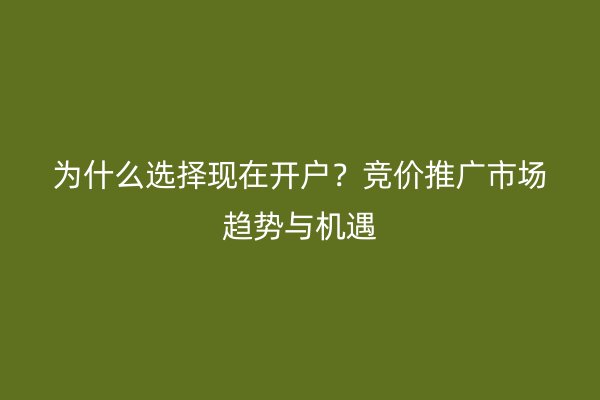 为什么选择现在开户？竞价推广市场趋势与机遇