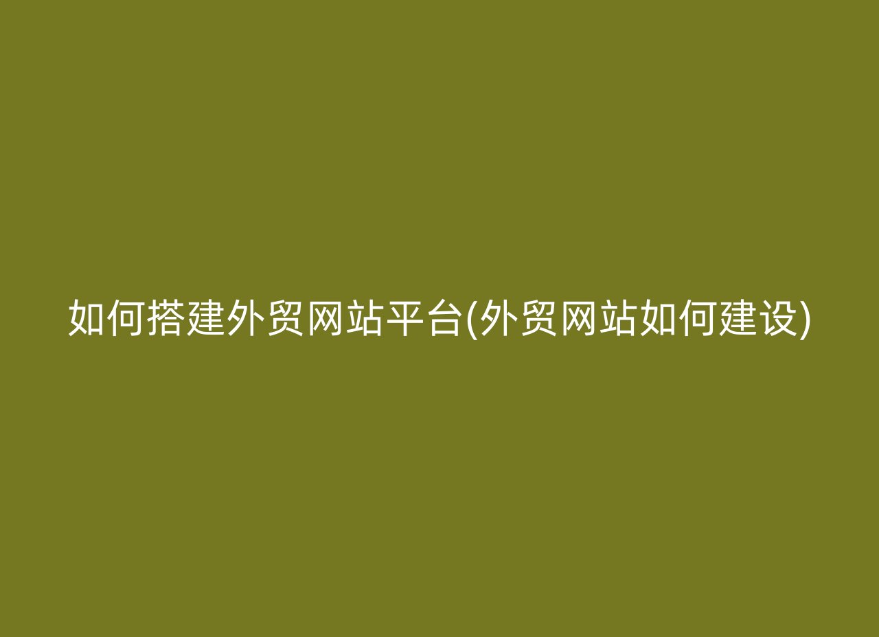 如何搭建外贸网站平台(外贸网站如何建设)