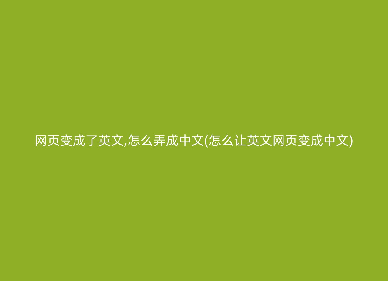 网页变成了英文,怎么弄成中文(怎么让英文网页变成中文)