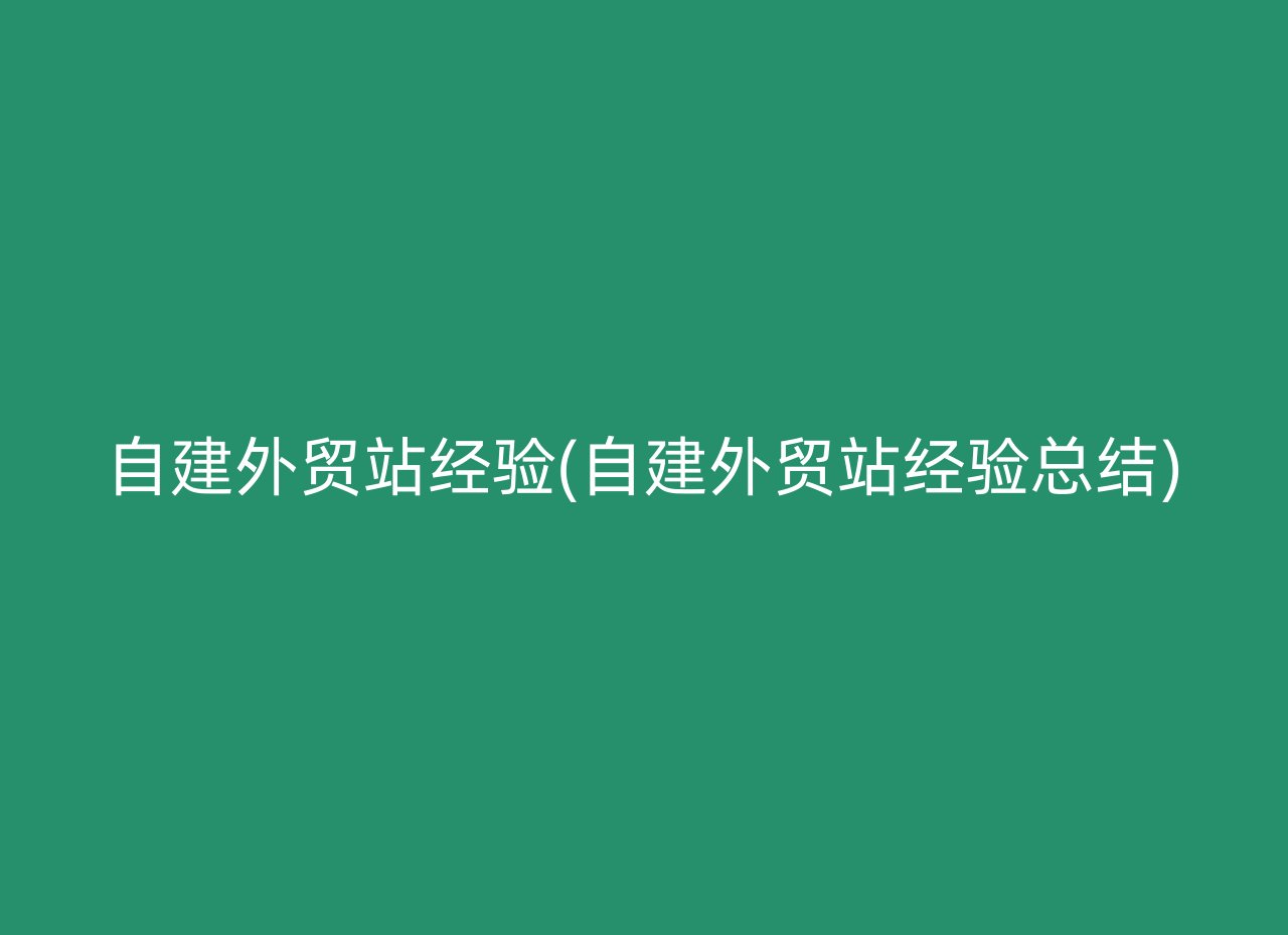 自建外贸站经验(自建外贸站经验总结)