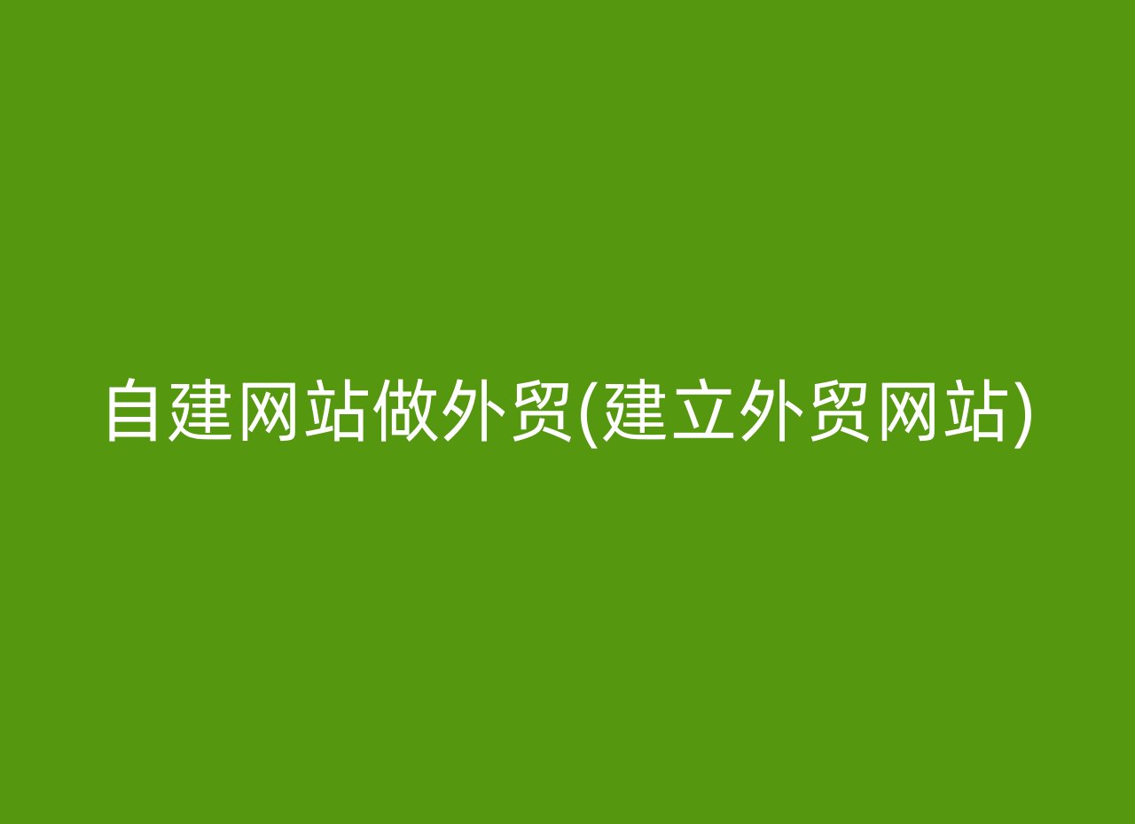 自建网站做外贸(建立外贸网站)