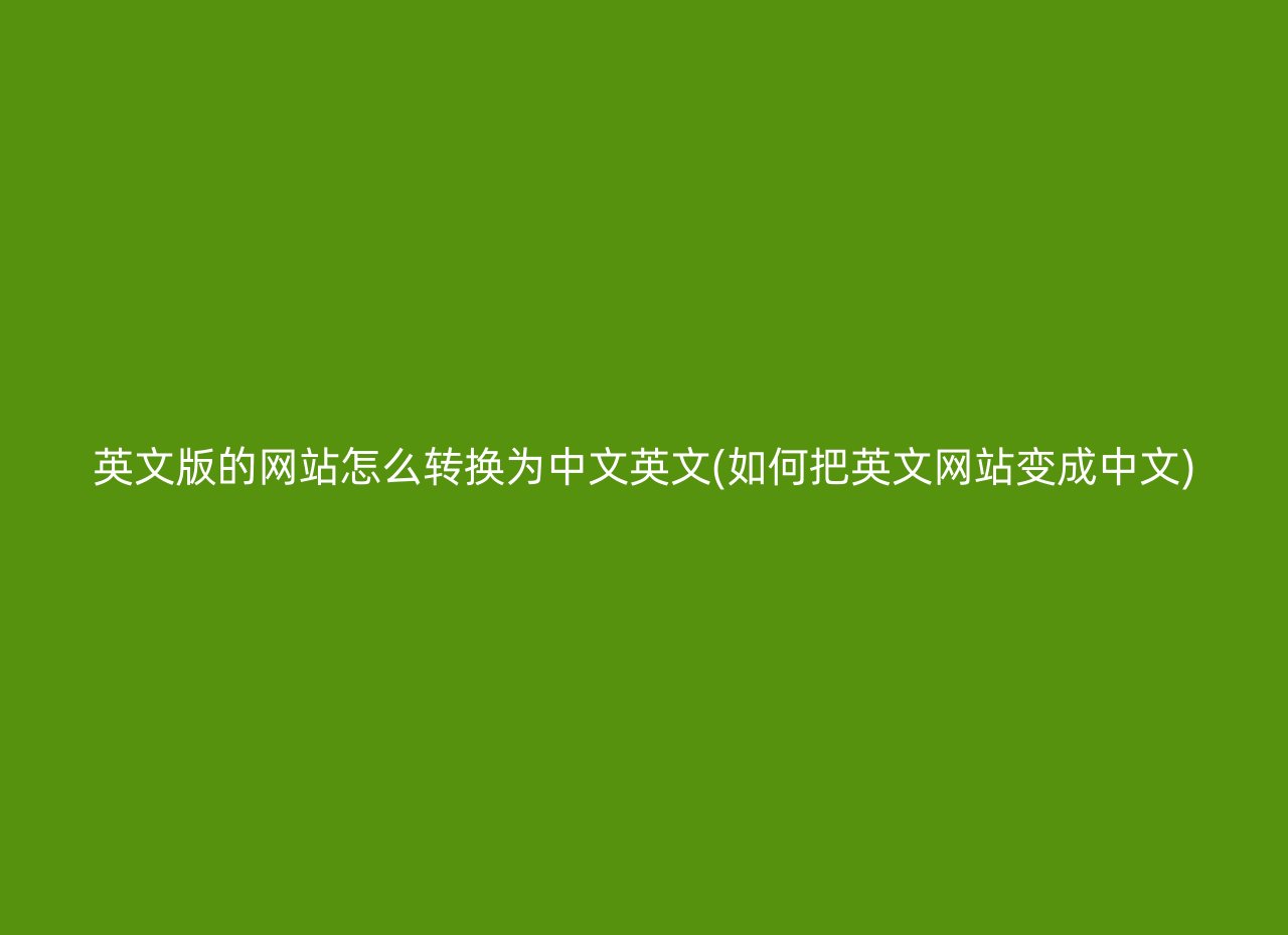 英文版的网站怎么转换为中文英文(如何把英文网站变成中文)