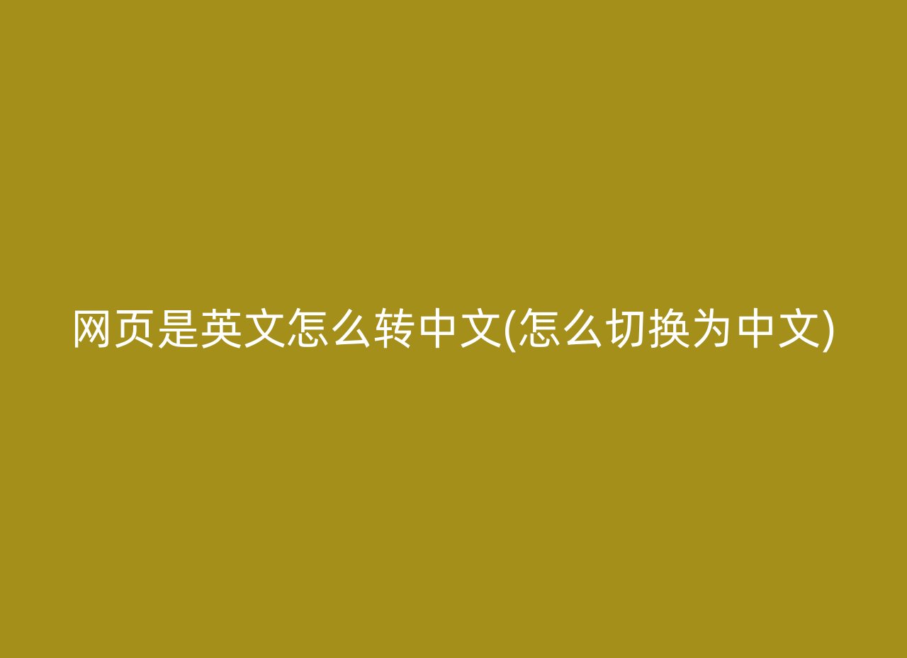 网页是英文怎么转中文(怎么切换为中文)