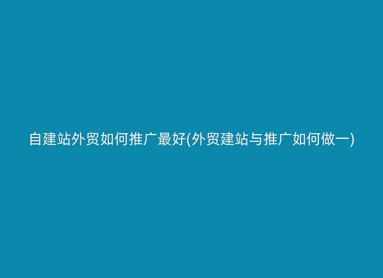 自建站外贸如何推广最好(外贸建站与推广如何做一)