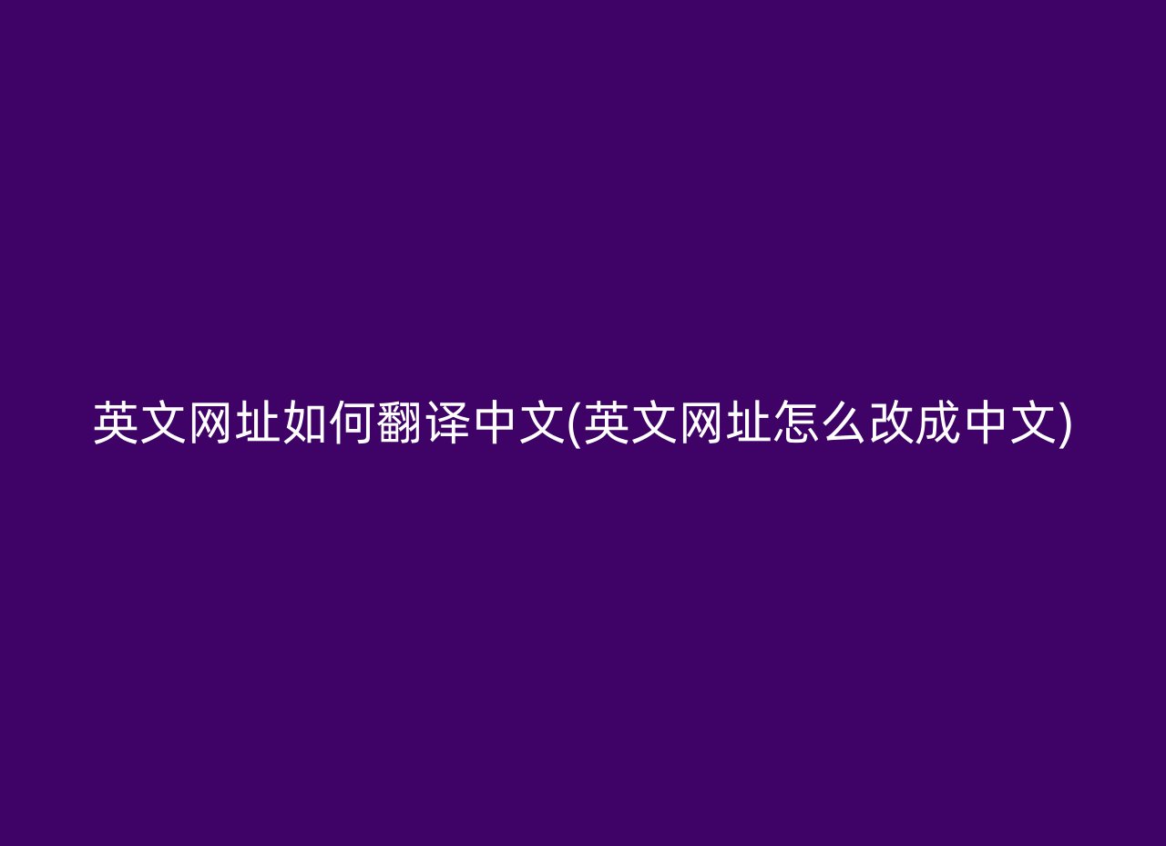 英文网址如何翻译中文(英文网址怎么改成中文)