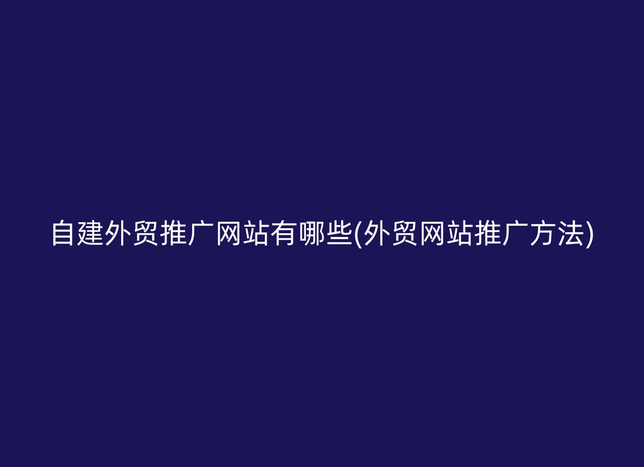 自建外贸推广网站有哪些(外贸网站推广方法)