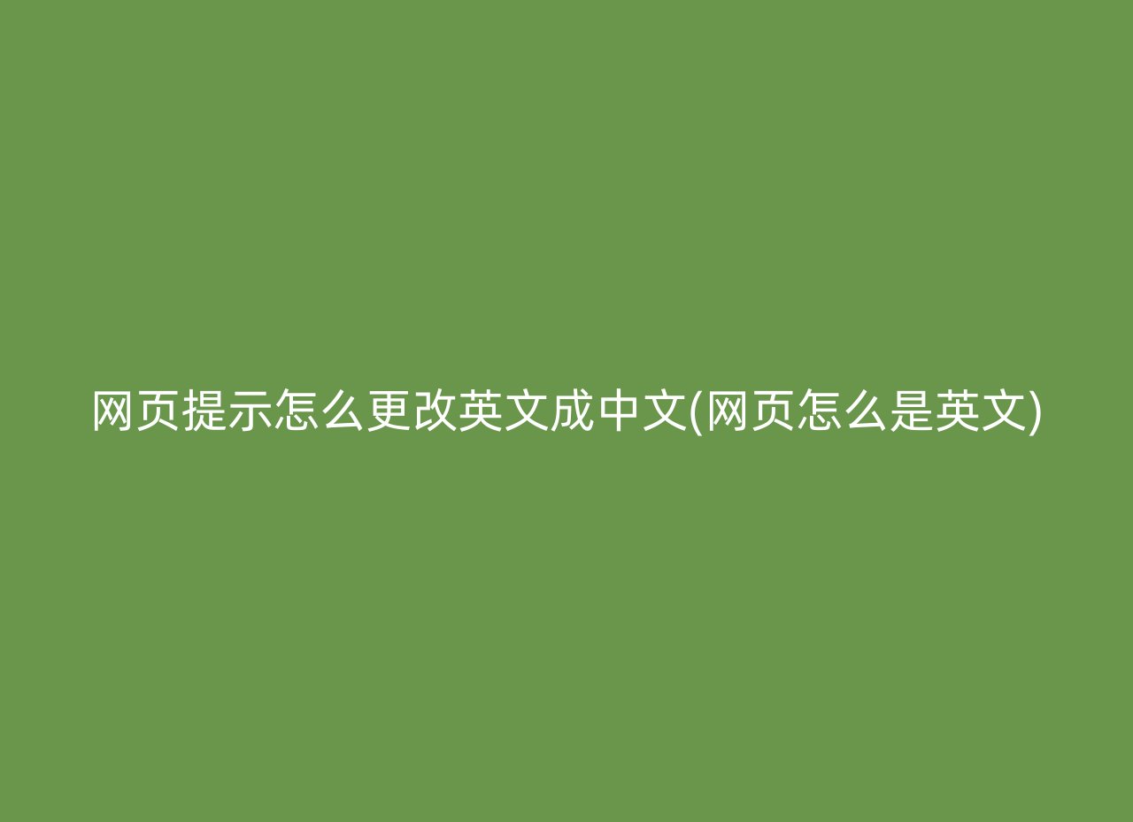 网页提示怎么更改英文成中文(网页怎么是英文)