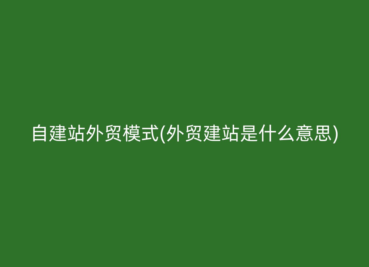 自建站外贸模式(外贸建站是什么意思)