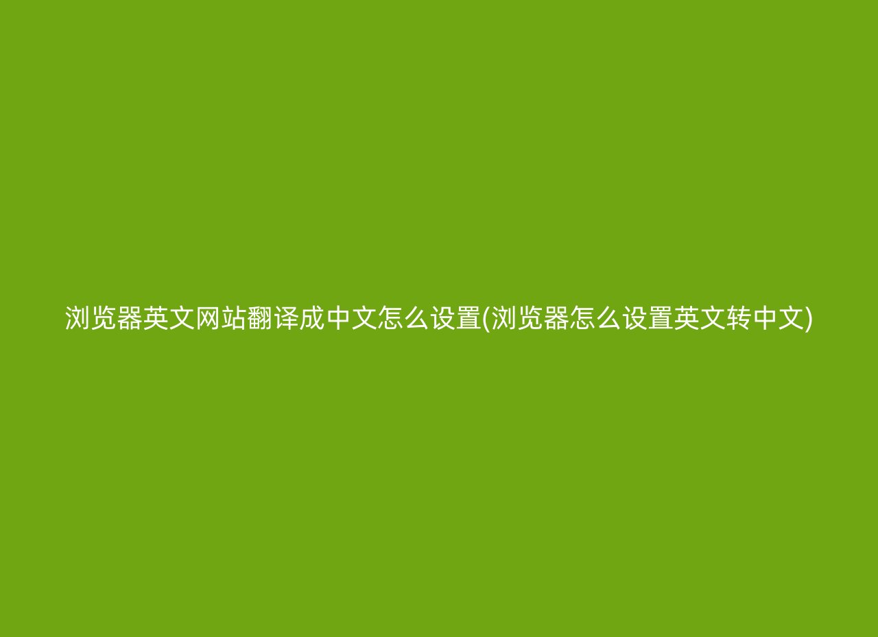 浏览器英文网站翻译成中文怎么设置(浏览器怎么设置英文转中文)