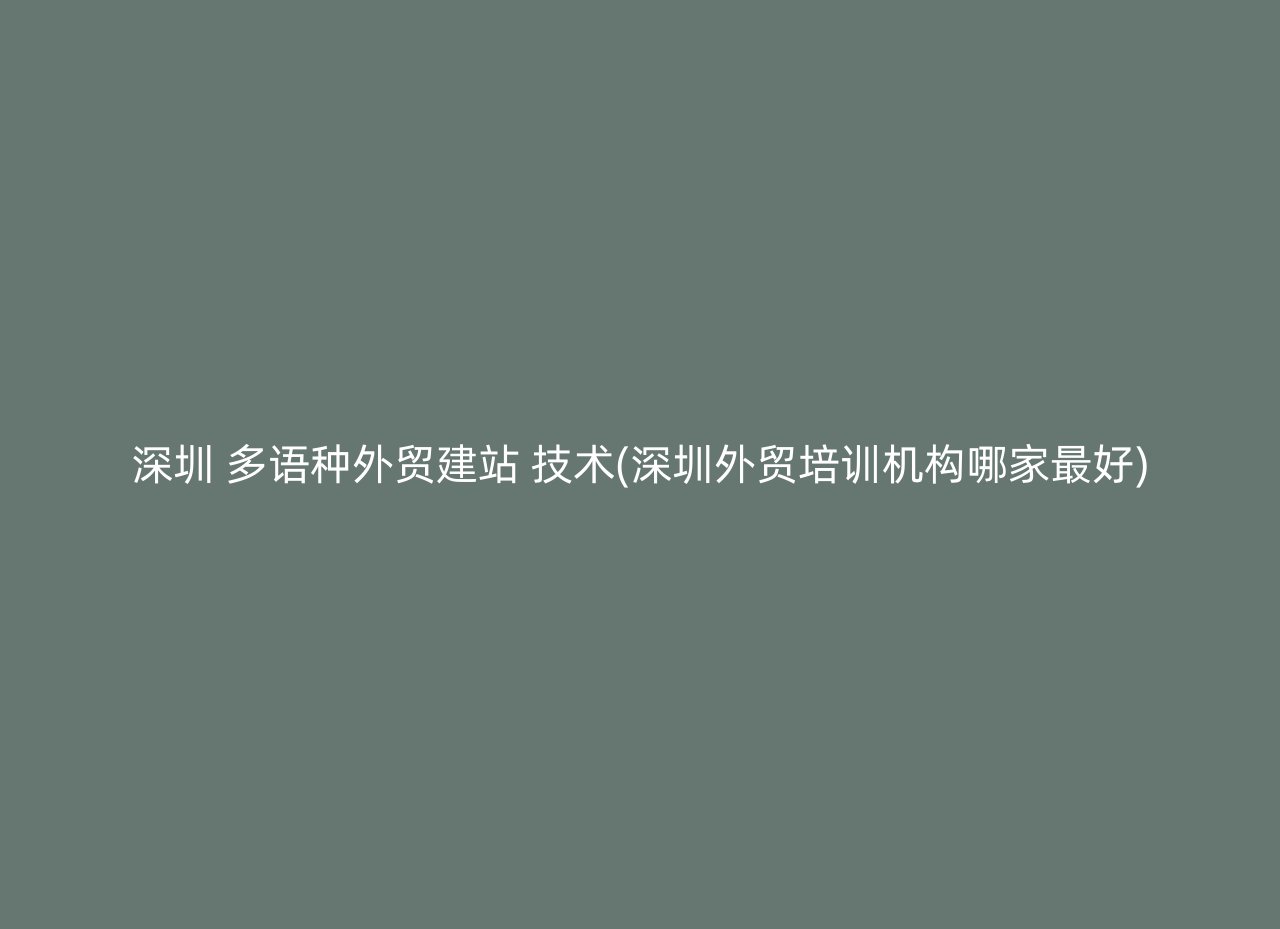 深圳 多语种外贸建站 技术(深圳外贸培训机构哪家最好)