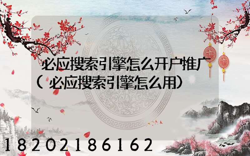 必应搜索引擎怎么开户推广(必应搜索引擎怎么用)